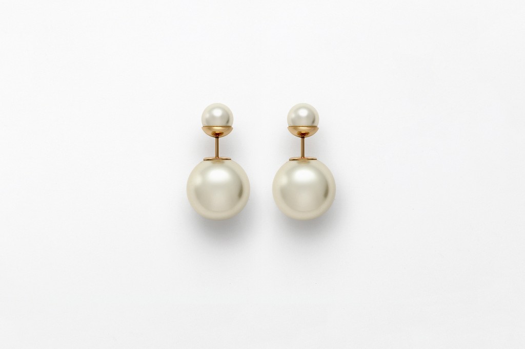 Pendientes dior doble perla