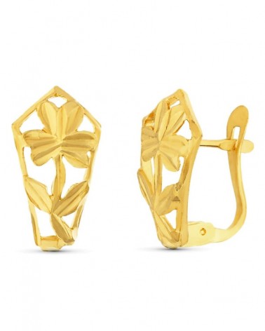 Pendientes oro amarillo 18k calados flor 14x7mm