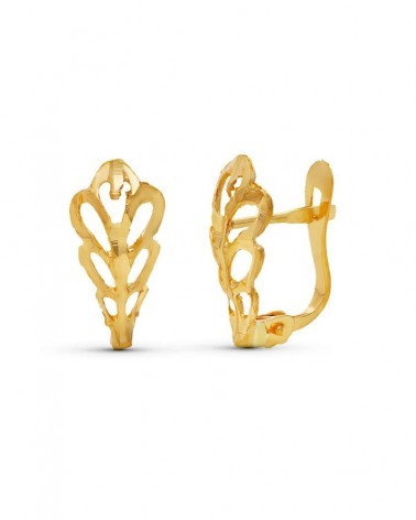 Pendientes oro amarillo 18k hoja tallada cierre catalán