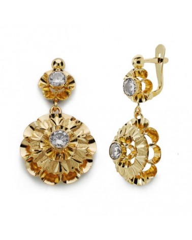 Pendientes oro 18k amarillo lapidados cierre catalán 3,78 gramos
