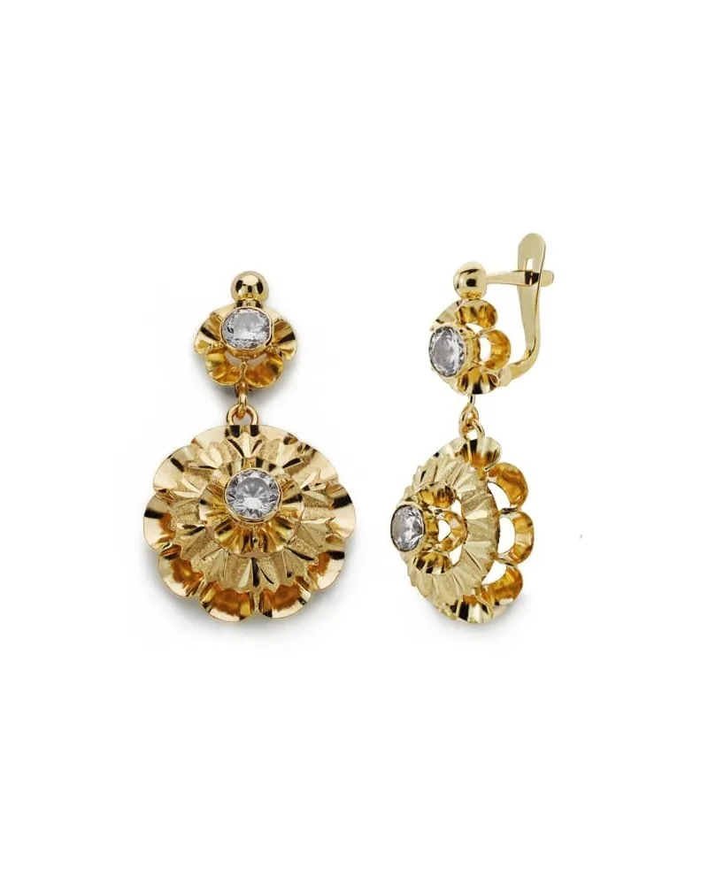 Pendientes oro 18k amarillo lapidados cierre catalán 3,78 gramos