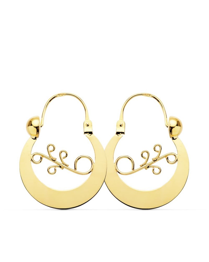 Aros oro 18k criollas diseño Canarias 27x20mm