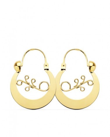 Aros oro 18k criollas diseño Canarias 27x20mm