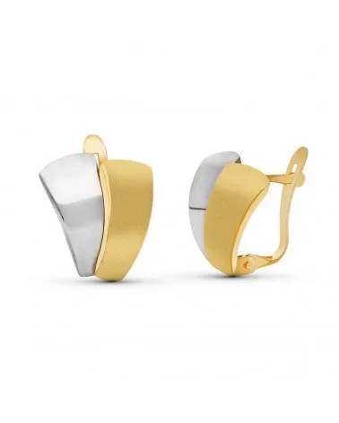 Pendientes oro 18k bicolor omega 13 mm 4,65 gramos