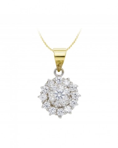 Colgante oro amarillo 18k roseta circonitas 11x11mm