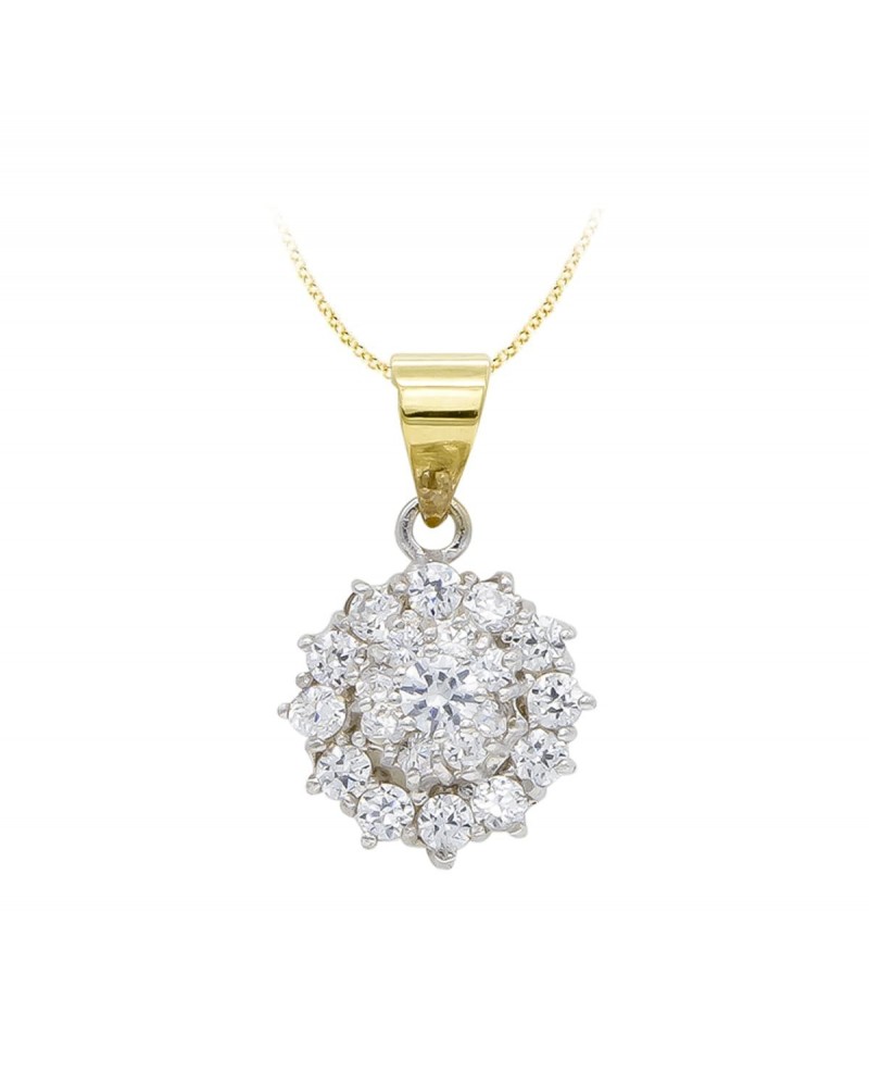 Colgante oro amarillo 18k roseta circonitas 11x11mm
