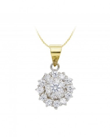 Colgante oro amarillo 18k roseta circonitas 11x11mm