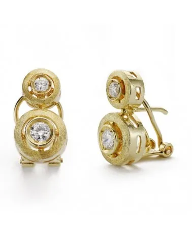Pendientes oro 18k tú y yo circonitas cierre catalán