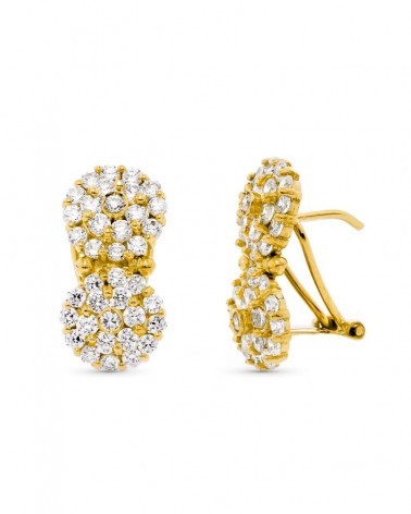 Pendientes oro 18k omega circonita 20x10 mm