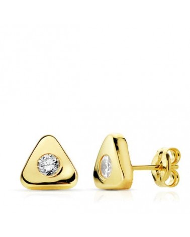 Pendientes oro amarillo 18k triangular circonita 0,59 gramos