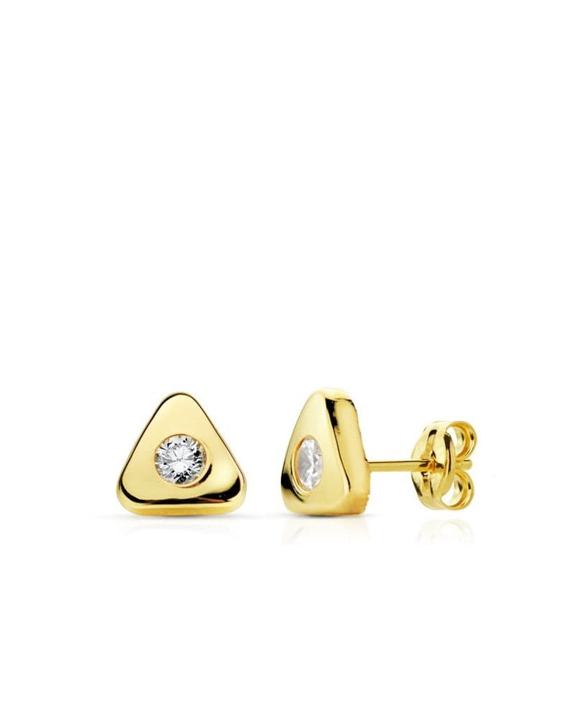 Pendientes oro amarillo 18k triangular circonita 0,59 gramos