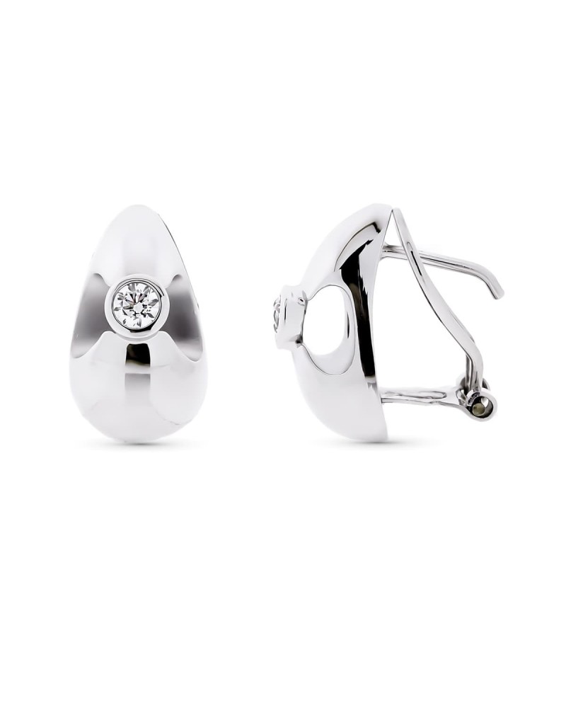 Pendientes oro blanco 18k circonita cierre omega 16x9mm