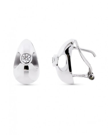 Pendientes oro blanco 18k circonita cierre omega 16x9mm