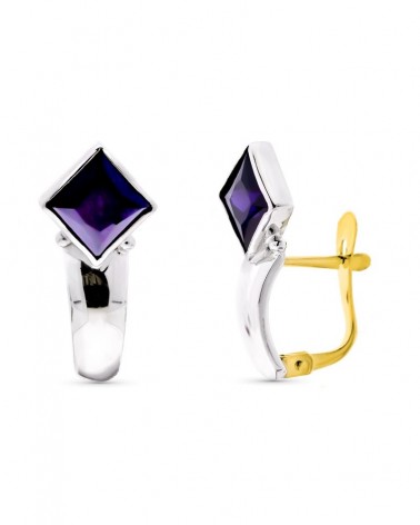 Pendientes oro blanco 18k piedras color cierre catalán 3,2 gramos
