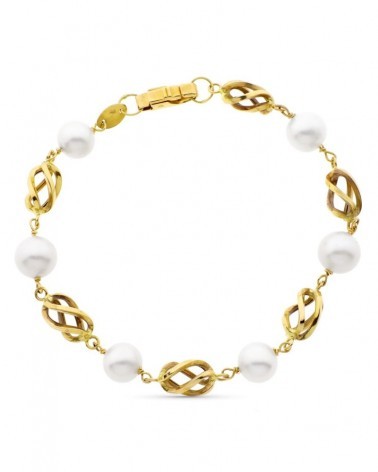 Pulsera oro amarillo 18k perlas cultivadas 8mm