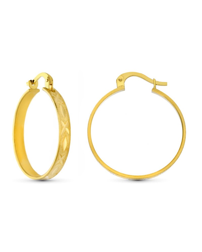 Aros oro 18k amarillo tallados 22mm 4,75 gramos