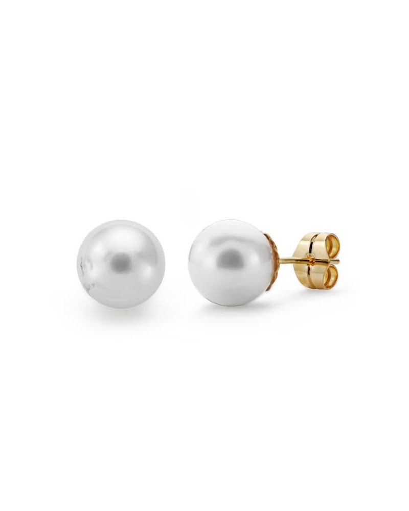 Pendientes oro amarillo 18k perla australiana 10 mm