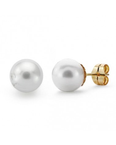 Pendientes oro amarillo 18k perla australiana 10 mm
