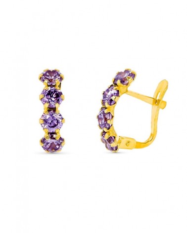 Pendientes oro 18k amatistas cierre catalán 13x4 mm