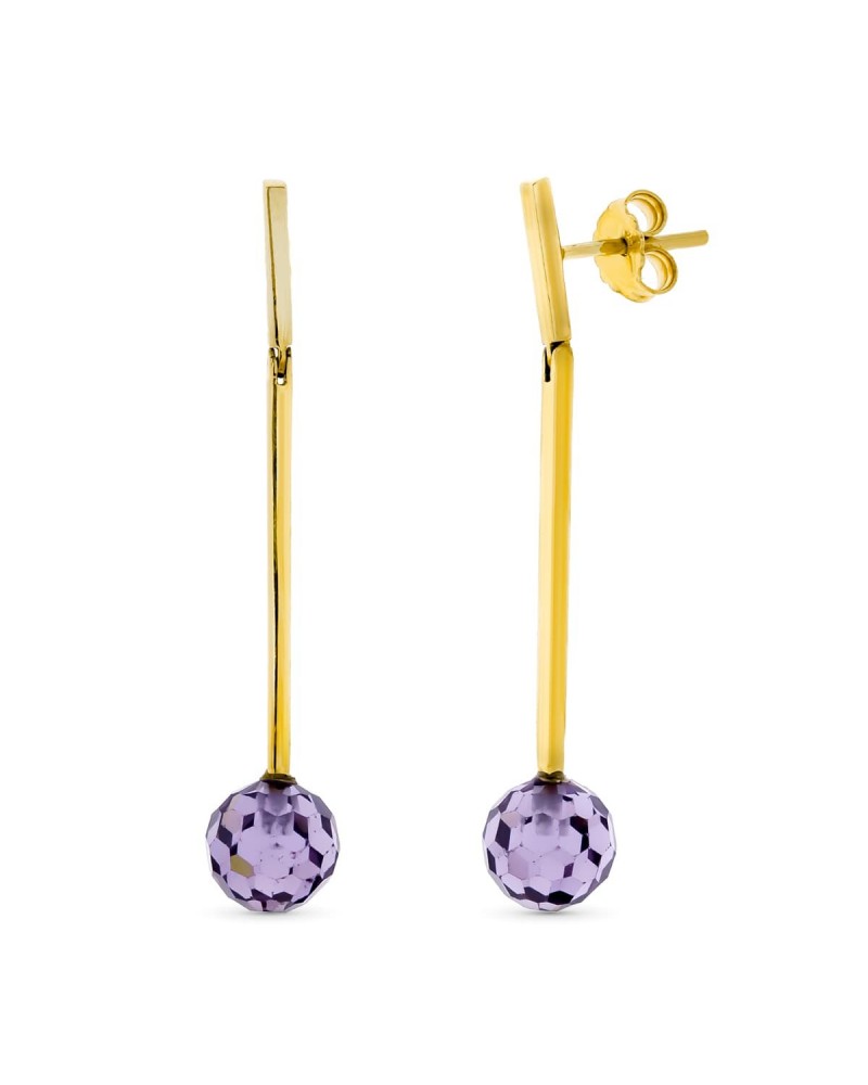 Pendientes oro amarillo 18k largos bola 8mm 6,72 gramos