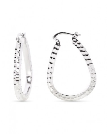 Aros oro blanco 18k grandes tallado entrecruzado 34x24mm