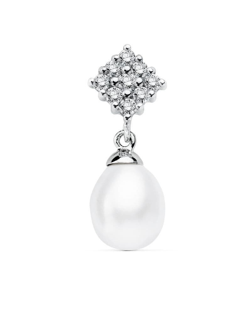 Colgante oro 18k blanco perla circonita 22x8mm