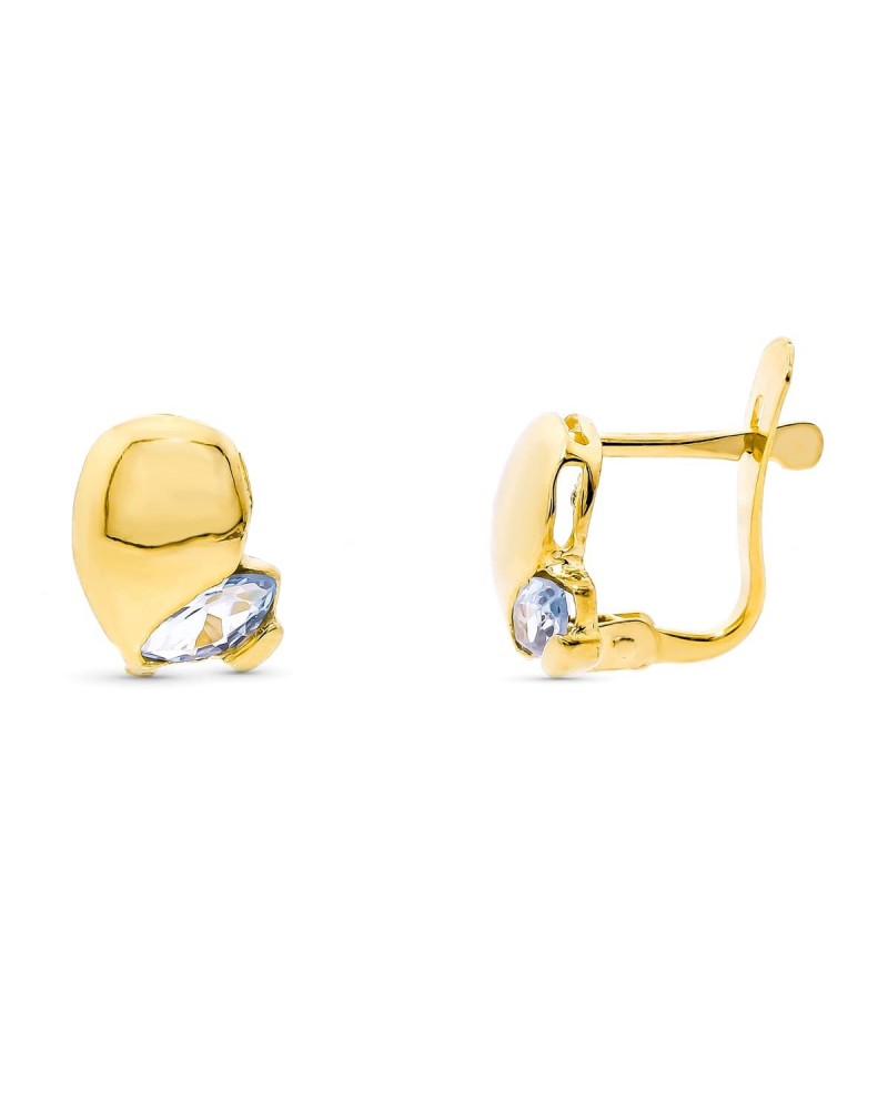 Pendientes oro amarillo 18k aguamarina cierre catalán