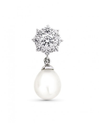 Colgante oro blanco 18k perla circonitas 1,5 gramos