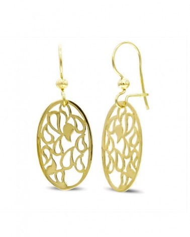 Pendientes oro amarillo 18k ovalado calado gancho