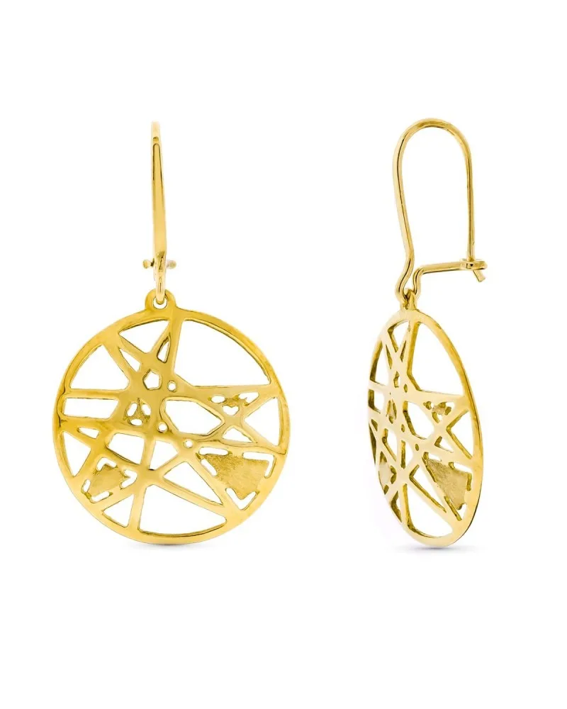 Pendientes oro amarillo 18k redondo calado gancho 4,36 gramos