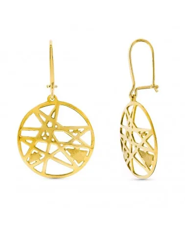 Pendientes oro amarillo 18k redondo calado gancho 4,36 gramos
