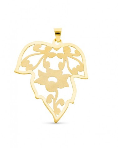 Colgante oro 18k hoja calada mate y brillo