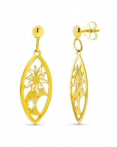 Pendientes oro amarillo 18k sol y luna calados 3,41 gramos