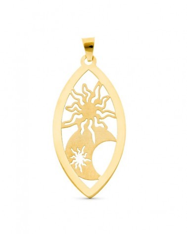 Colgante oro amarillo 18k sol y luna acabado mate 3,68 gramos