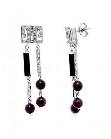 Pendientes oro blanco 18k largos circonita 43x10mm