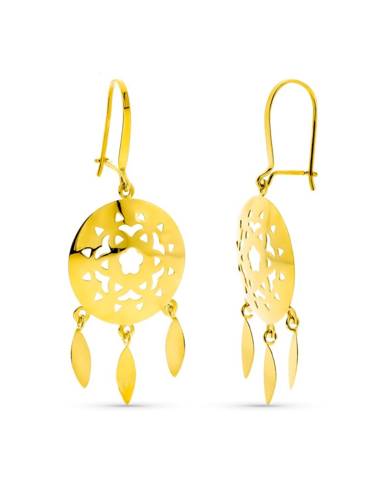 Pendientes oro 18k amarillo calados lágrimas gancho