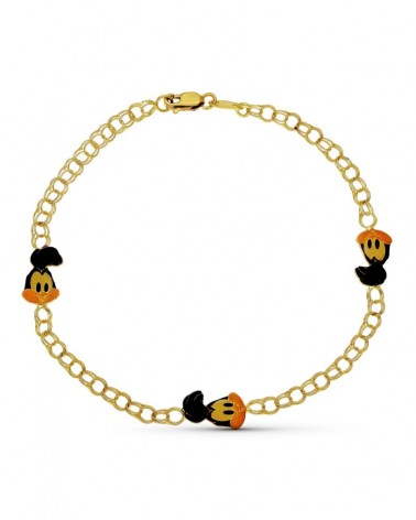 Pulsera oro 18k comunión niña Correcaminos esmalte 18cm
