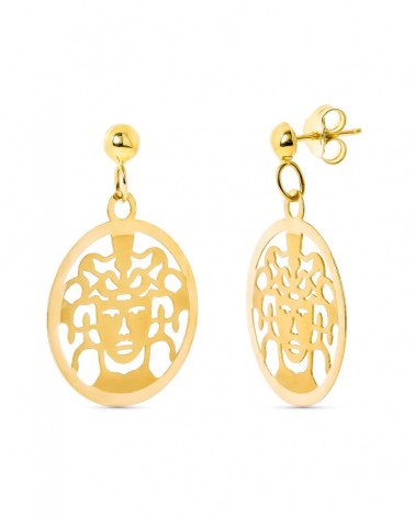 Pendientes oro 18k medusa calada dormilón
