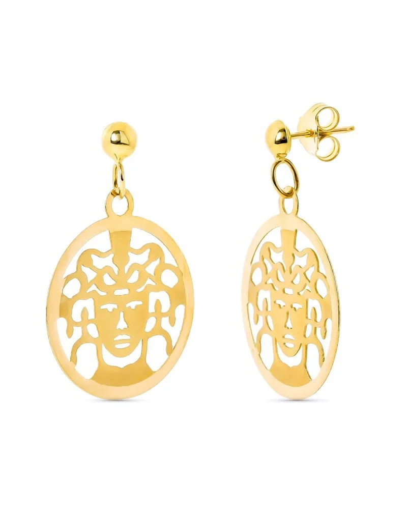 Pendientes oro 18k medusa calada dormilón