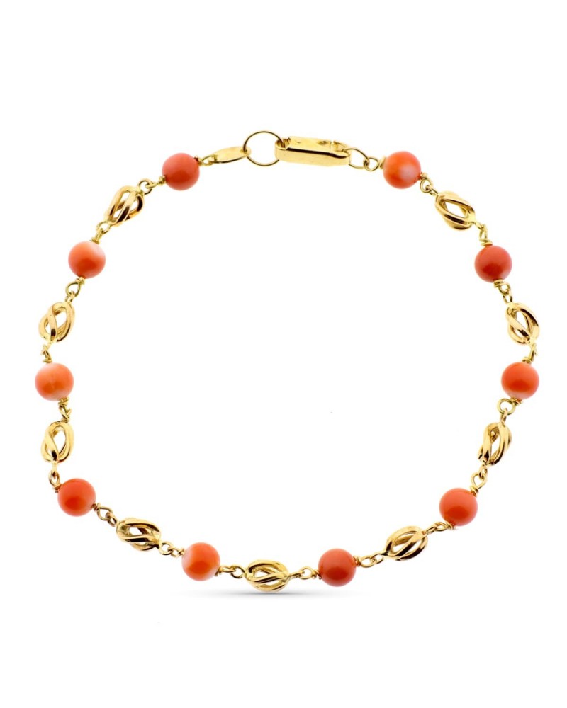 Pulsera oro amarillo 18k coral japonés 5mm 5 gramos