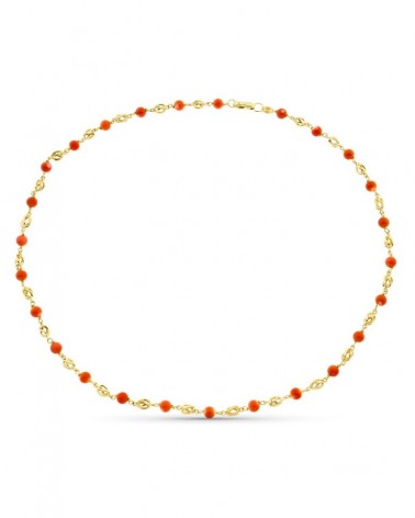 Gargantilla oro amarillo 18k coral japonés 50cm