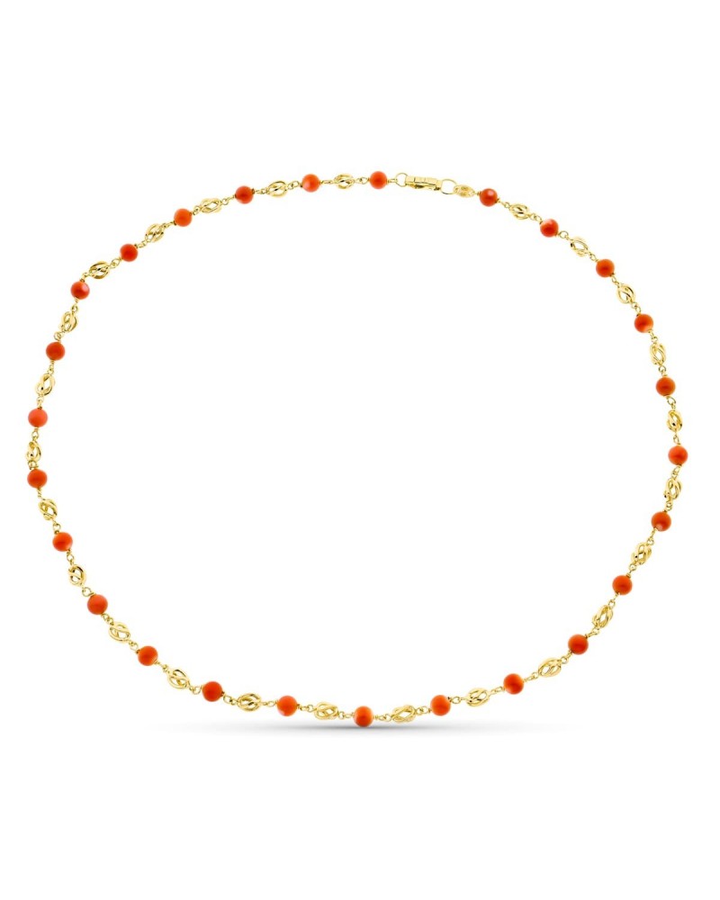 Gargantilla oro amarillo 18k coral japonés 50cm