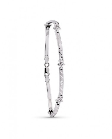 Pulsera oro blanco 18k barras estrellas mate brillo 7,35 gramos
