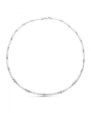 Gargantilla oro blanco 18k diseño tallado mate brillo 15 gramos