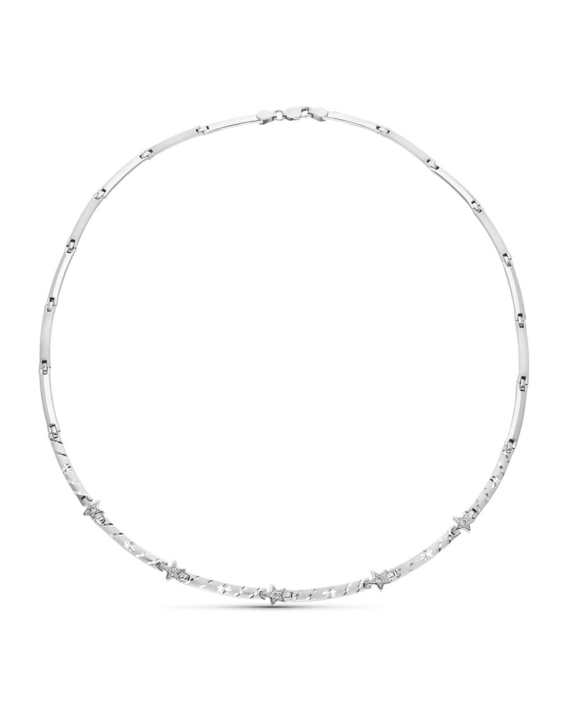 Gargantilla oro blanco 18k diseño tallado mate brillo 15 gramos
