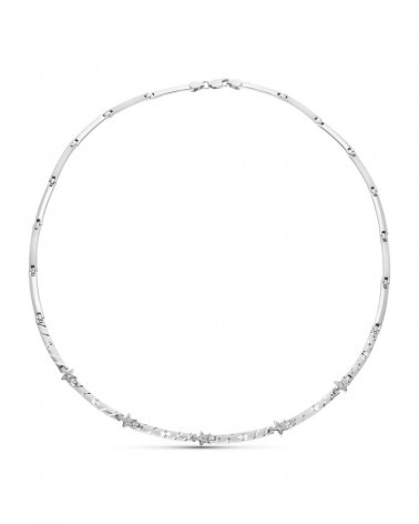 Gargantilla oro blanco 18k diseño tallado mate brillo 15 gramos