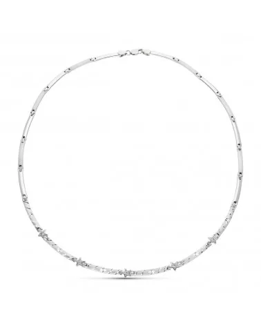Gargantilla oro blanco 18k diseño tallado mate brillo 15 gramos