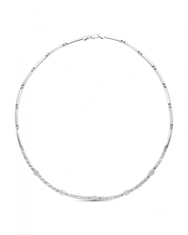 Gargantilla oro blanco 18k circonitas mate brillo 15,25 gramos