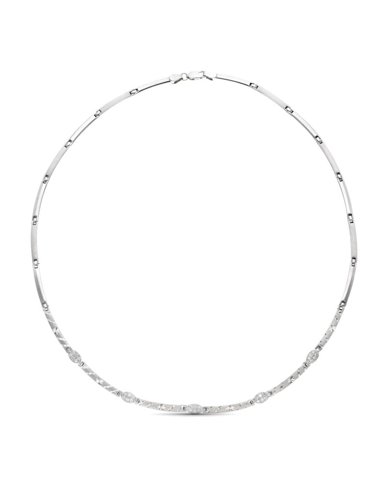 Gargantilla oro blanco 18k circonitas mate brillo 15,25 gramos
