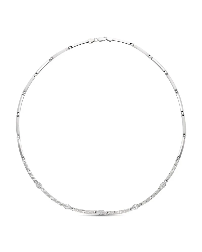 Gargantilla oro blanco 18k circonitas mate brillo 15,25 gramos